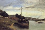 Camille Pissarro Barge on the Seine Peniche sur la Seine oil painting artist